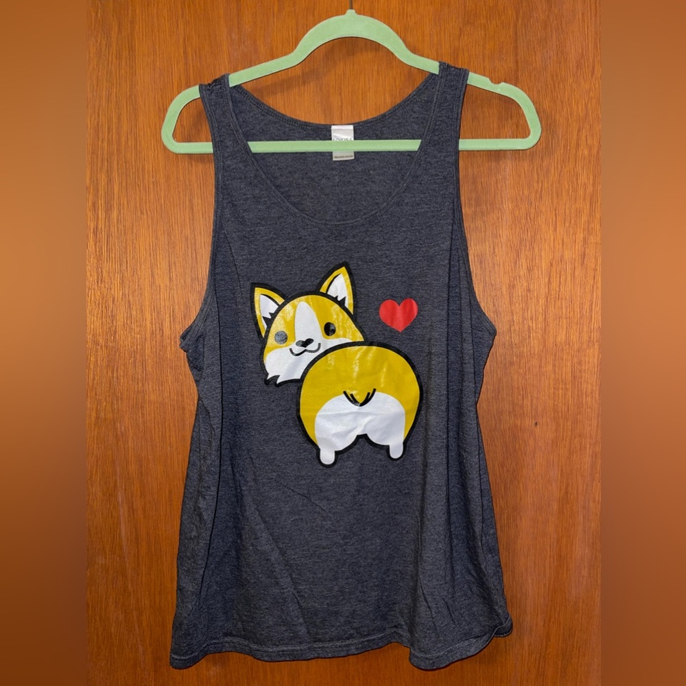 Dark grey Tank top with corgi